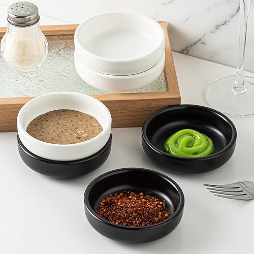 Miniatura 6 de Juego de cuencos de inmersión, platos de cerámica para salsa, plato de salsa de soja de 2 onzas, cuencos auxiliares, tazón pequeño para barbacoa,