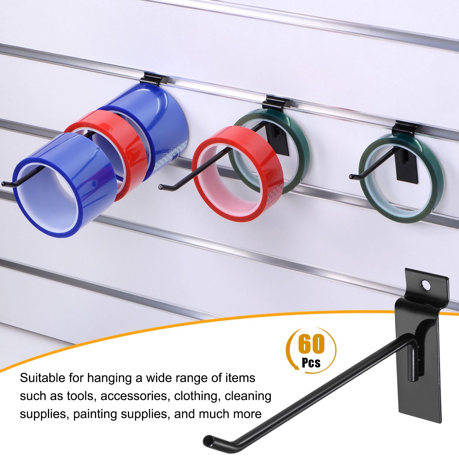 QUARKZMAN 24pz Doga Parete Ganci 10" Lunghezza Metallo Pannello Pannello Display Parete Sospeso Gancio e Appendiabiti, Nero Pannello Pannello Sospeso Gancio, Nero