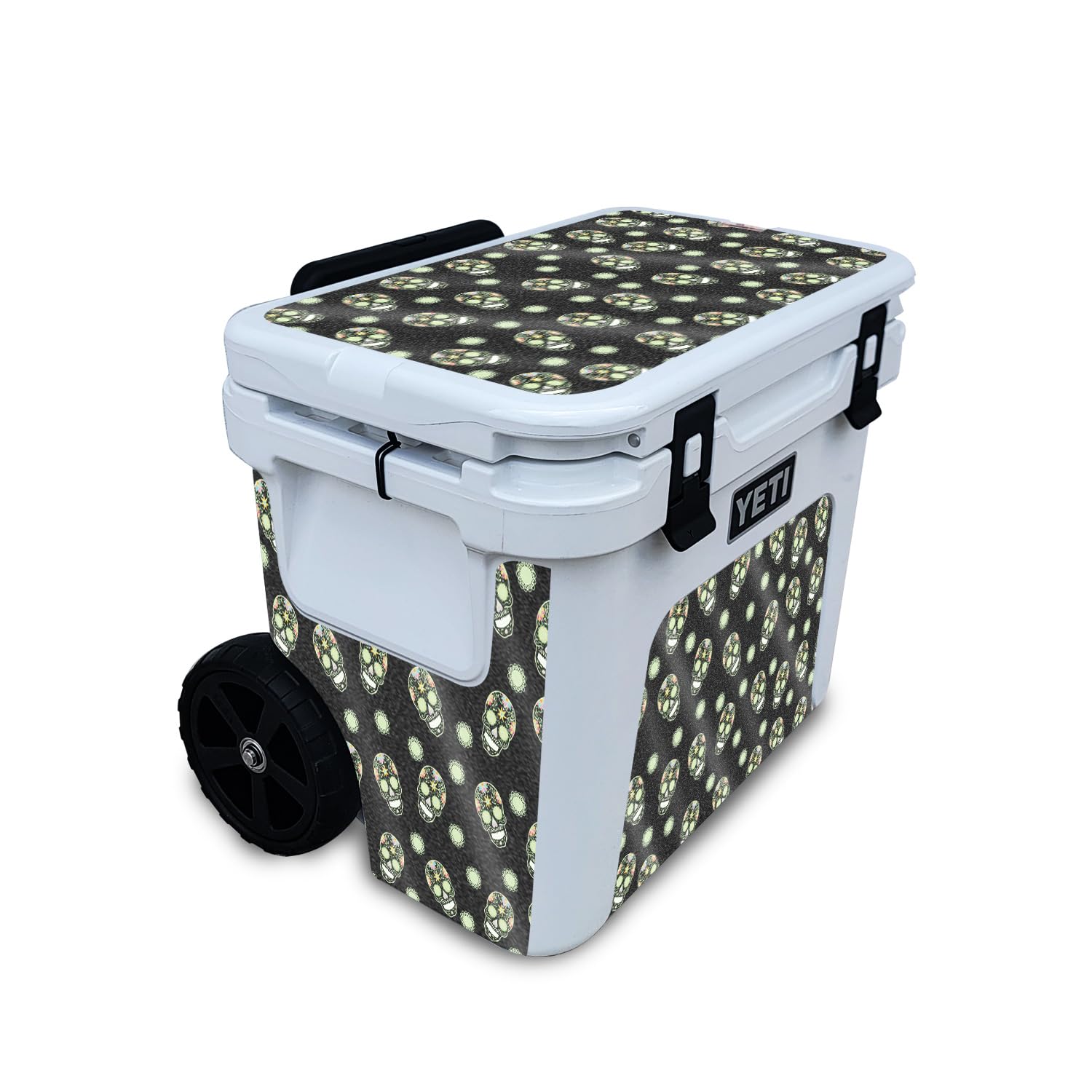 Glossy Glitter Skin Compatible with Yeti Roadie 32 Wheeled Cooler - Nighttime Skulls - Premium 3M Vinyl Protective Wrap Decal Cover - Easy to Apply | Crafted in The USA by MightySkins