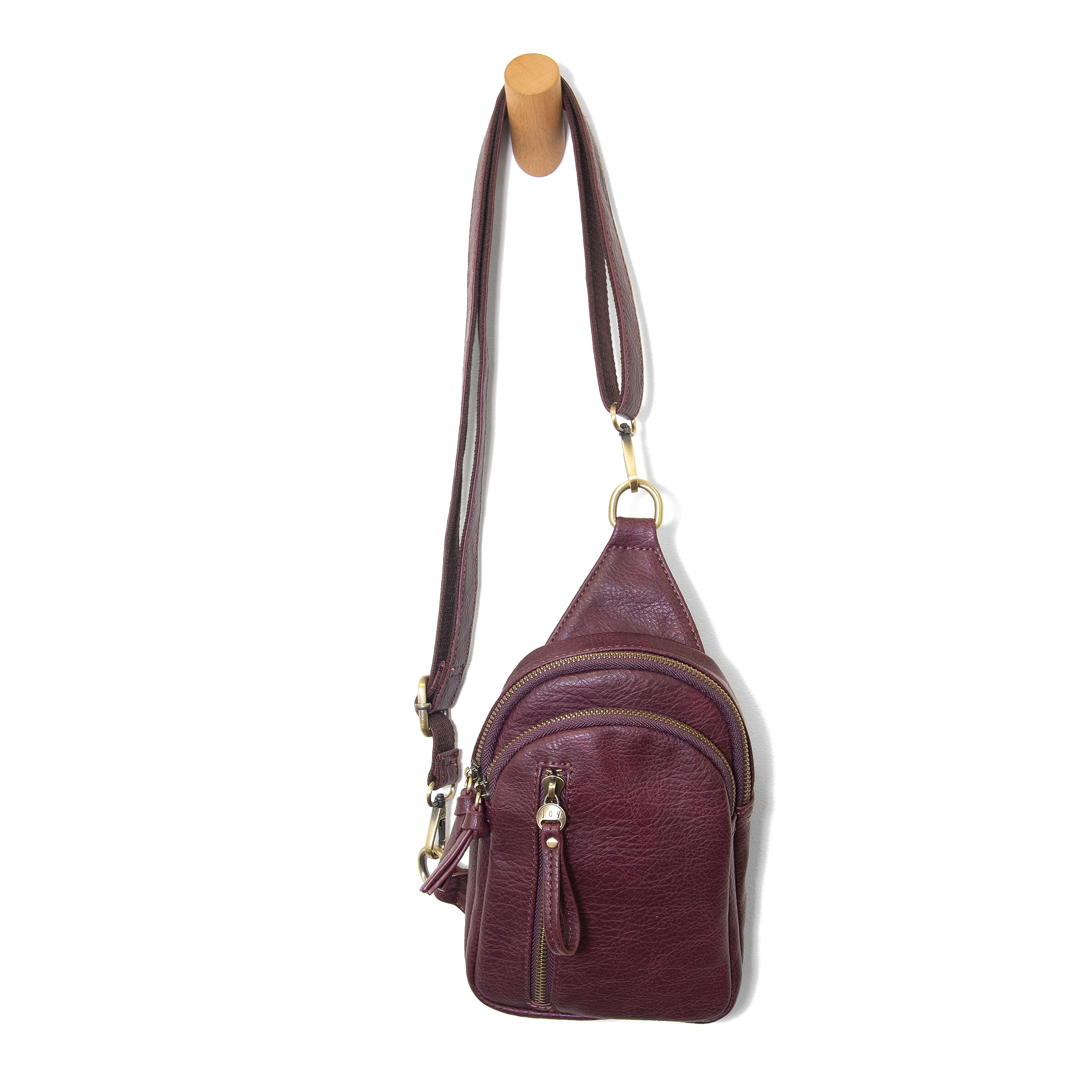 Joy Susan Skyler Sling Bag: Vegan Leather, Zippered Closure, Brass Plated Hardware