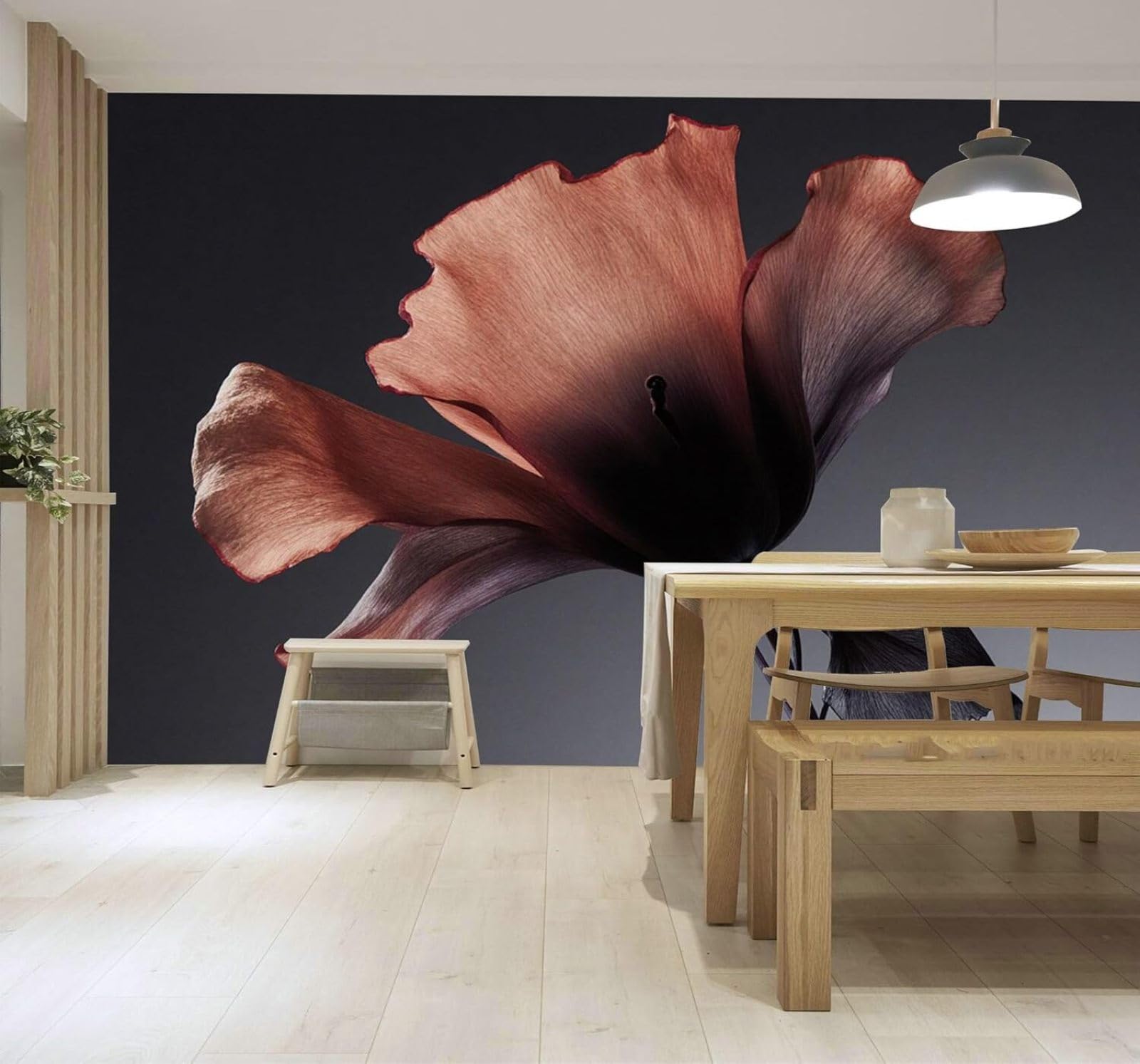 XLMING Abstract Deep Red Petals Soft Gradient Background 3D Wallpaper Silky Texture Home Study Office Grey Dining Room Sofa Bedroom Living Room TV Backdrop-300cm×210cm