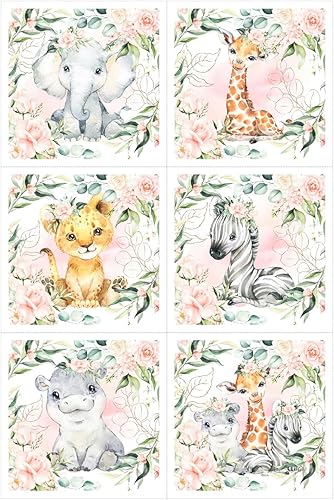 Miniatura 4 de UNIQUE Juego de paneles de tela de flores violetas safari (6 paneles, 12 x 12 pulgadas cada uno), paneles de colcha, paneles de edredón de bebé,