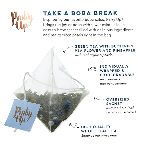 Miniatura 31 de Pinky Up Bolsitas de té Boba de mango y guayaba - Té de burbujas de hoja entera sin calorías - Regalo Boba 12 bolsas de té biodegradables