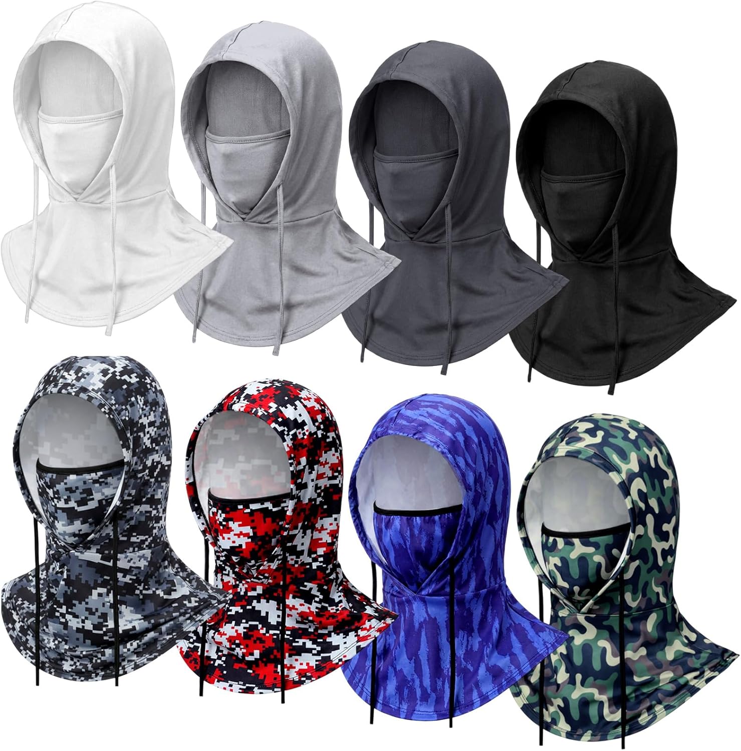 Chicingyou 8 Pcs Summer Balaclava Face Mask UV Hood Breathable Full Head Mask Face Cover for Men Women Outdoor