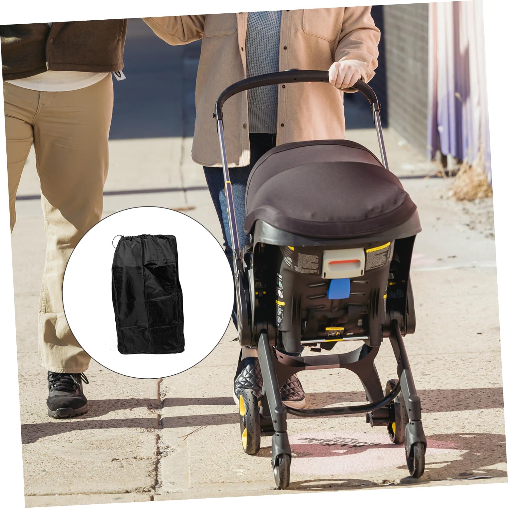 Borsa da Viaggio per Passeggino Doppia Tracolla Nera, Compatibile la Maggior Parte dei Modelli, Chiusura a Coulisse Bloccabile, per Viaggi in Aereo e Trasporto Sicuro in Aeroporto