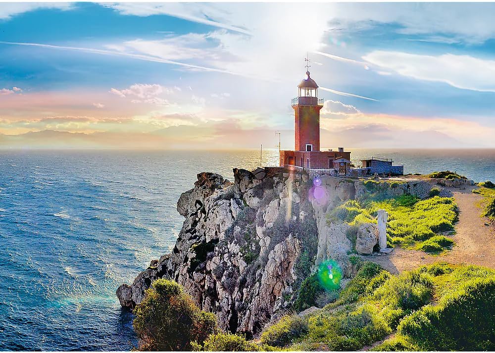 Trefl The Melagavi Lighthouse 1000 Piece Jigsaw Puzzle Red 27"x19" Print, DIY Puzzle, Creative Fun, Classic Jigsaw for Adults and Children from 14 Years Old