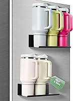 POLRAI 2-Pack Magnetic Stanley Cup Holders for 30/40 oz Tumblers - Fridge Kitchen Cabinet Organizer with Double-Sided Tape