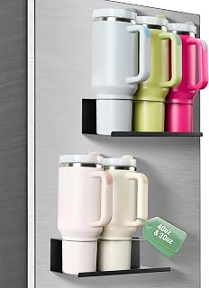 POLRAI 2-Pack Magnetic Stanley Cup Holders for 30/40 oz Tumblers - Fridge Kitchen Cabinet Organizer with Double-Sided Tape