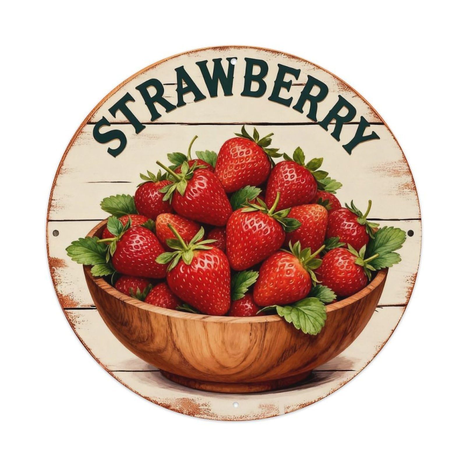 Strawberry Sign Metal Tin Sign Plaque