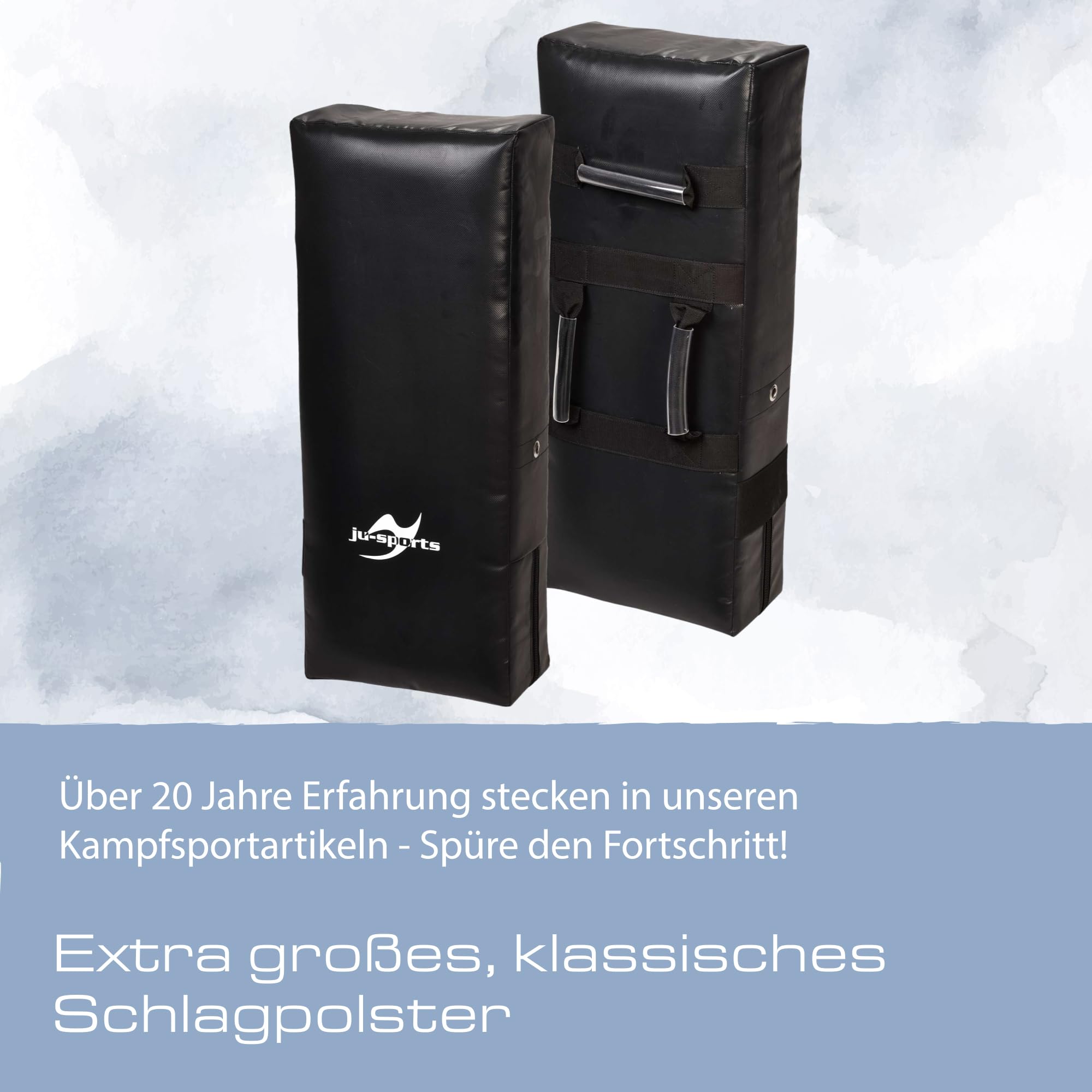 Ju-Sports Schlagpolster Kampfsport Punch groß 75 x 30 x 15cm - Gerade Pratzen Kickboxen & Taekwondo aus Kunstleder, Ideal zum Trainieren von Kicks, 3 Schlaufen