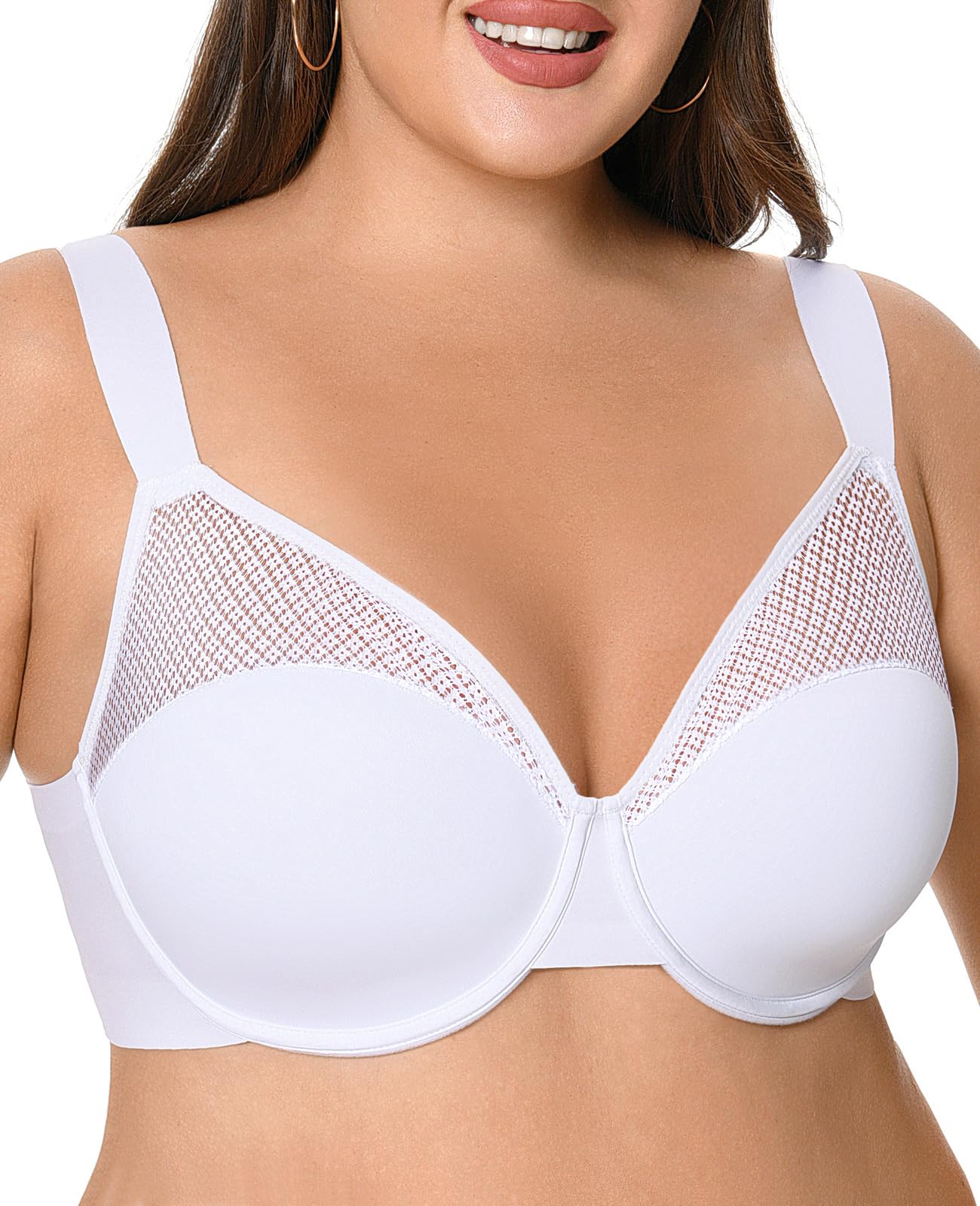 Plusfreeee Minimizer Bras for Women Full Coverage Plus Size T-Shirt Bra with Underwire Support for Heavy Breast
