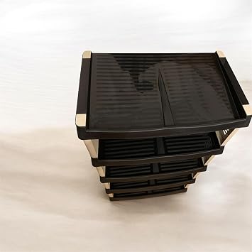 4 Katlı Plastik Ayakkabılık, Tekerlekli, Siyah ve Bej, Giriş için Ayakkabı Rafı 50 cm genişlik 95 cm yukseklik 30 cm derinlik