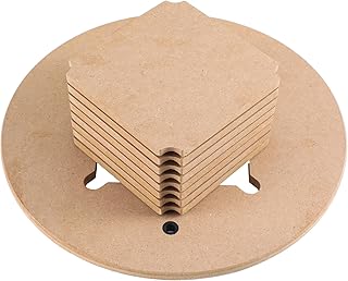 Pangda Pottery Bat System Spaced 10'' on Center MDF Pottery Tool with 8 Pcs Square Inner Bats Removable Inserts, Bat System for Pottery's Wheel for Potters Clay Artists Mug, Pot and Other Small Pieces