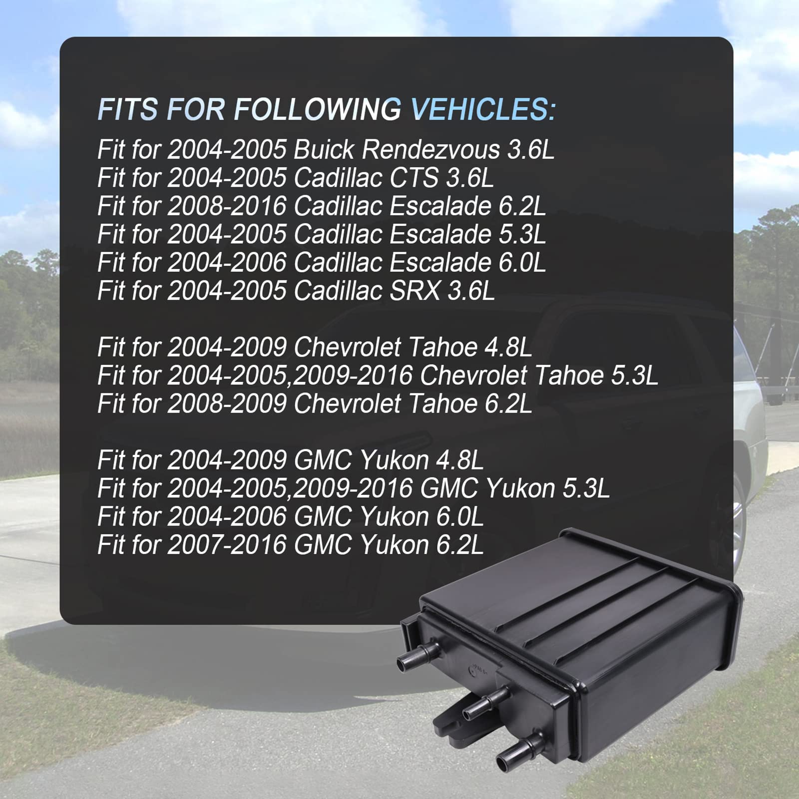 Charcoal Canister Replacement Fuel Evap Vapor Canister For Escalade, Tahoe, Yukon - Replaces 15109431 Charcoal Evap Canister For Escalade Tahoe Yukon 2004-2016 - Foto 2