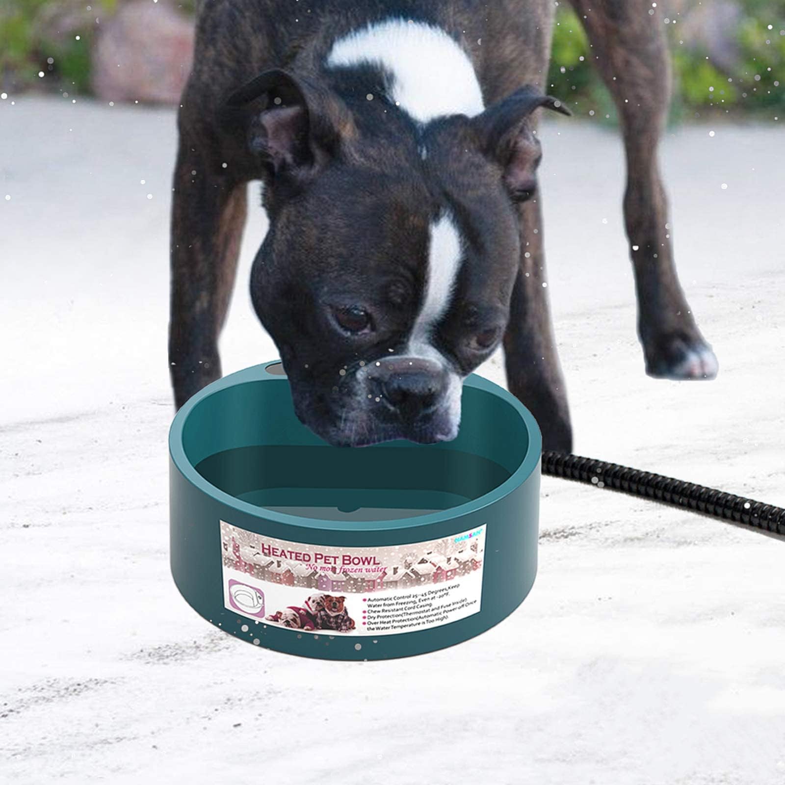 Billionchains Dog Heated Water Bowl for Outdoor No Freeze