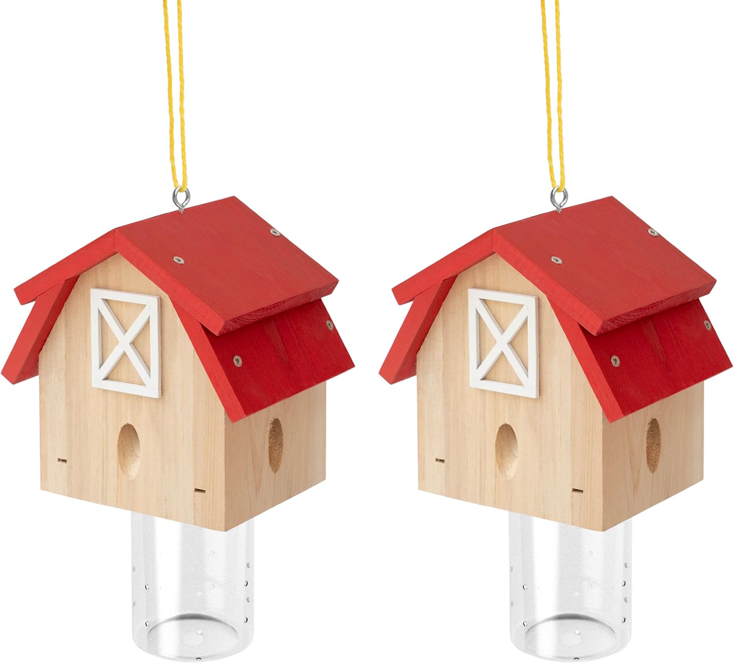 Carpenter Bee Trap for Outside - Best Bee Trap - Red Barn Style Nature Hanging Wood Carpenter Bee Traps Outdoor - Insect Traps with Removable Vault(2 Pack)