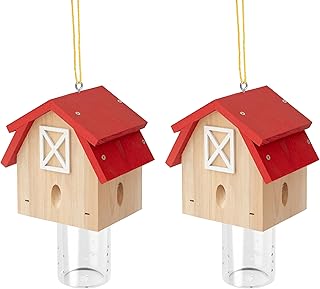 Carpenter Bee Trap for Outside - Best Bee Trap - Red Barn Style Nature Hanging Wood Carpenter Bee Traps Outdoor - Insect Traps with Removable Vault(2 Pack)
