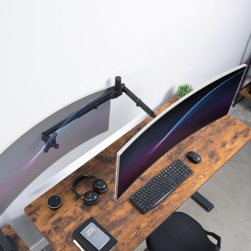 Miniatura 9 de VIVO Soporte de pared LED LCD dual ultra ancho de 27 a 38 pulgadas, resistente, brazos telescópicos, configuración de pared empotrada, se adapta a 2