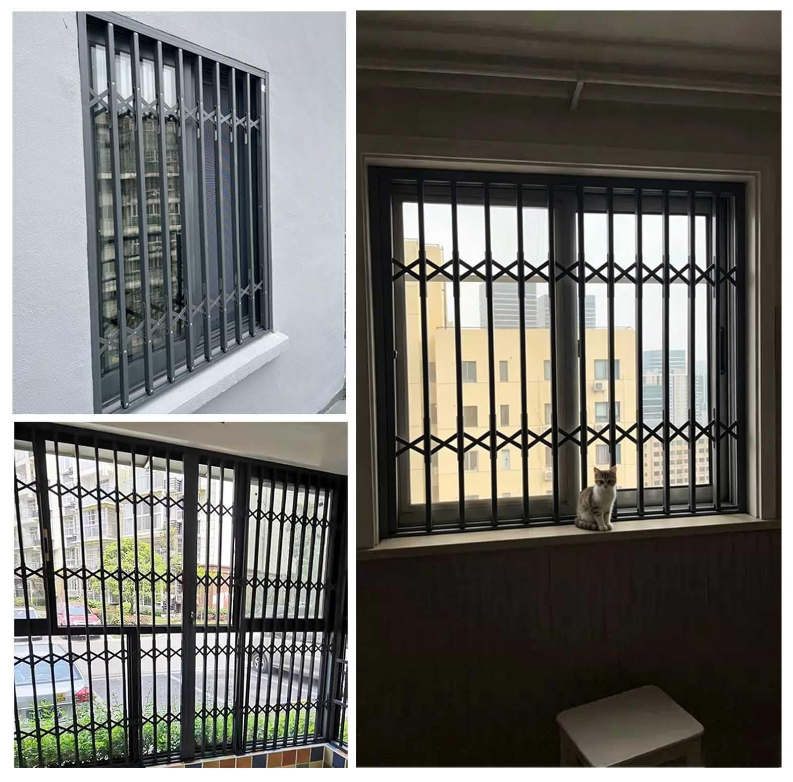 Rejas para Ventanas Exteriores Barra de Seguridad Abatible para Ventanas, Reja de Seguridad Metálica para Ventanas con Cerradura y Llave, Reja Retráctil y Deslizante | 55x85cm/22x33in