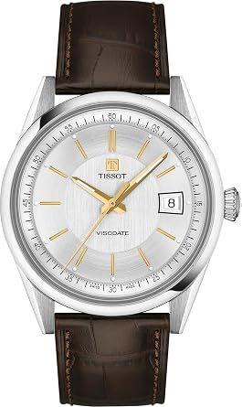 Tissot Visodate 39mm, Swiss Automatic Watch for Men and Women, Stainless Steel Case, Silver Dial, T1574071603100
