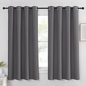 NICETOWN Blackout Window Curtain for Bedroom - (Grey Color) Home Decoration Thermal Insulated Room Darkening Drape/Drapery, W52 x L63 Inch, 8 Grommets/Rings Top, 1 Panel