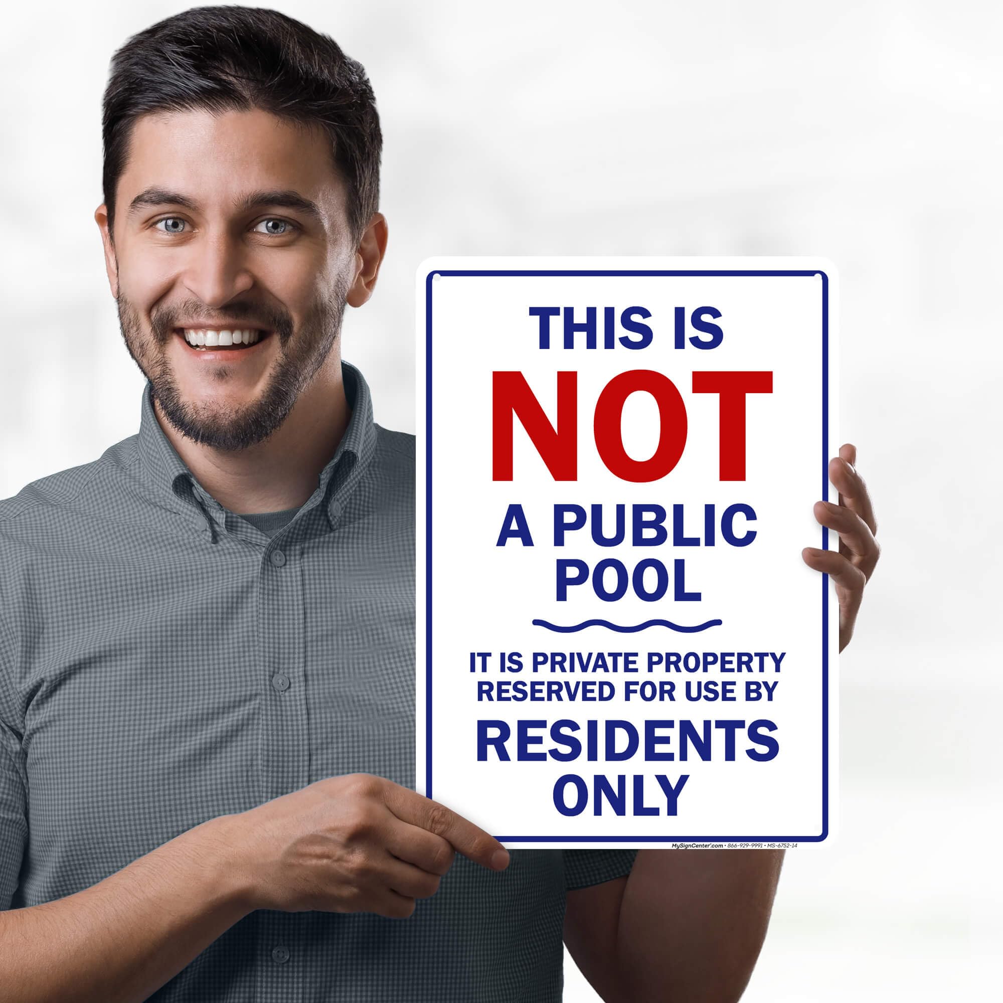 This Is Not A Public Pool - It Is Private Property Reserved For Use By Residents Only Sign, 10x14 Inches, Rust Free .040 Aluminum, Fade Resistant, Made in USA by My Sign Center