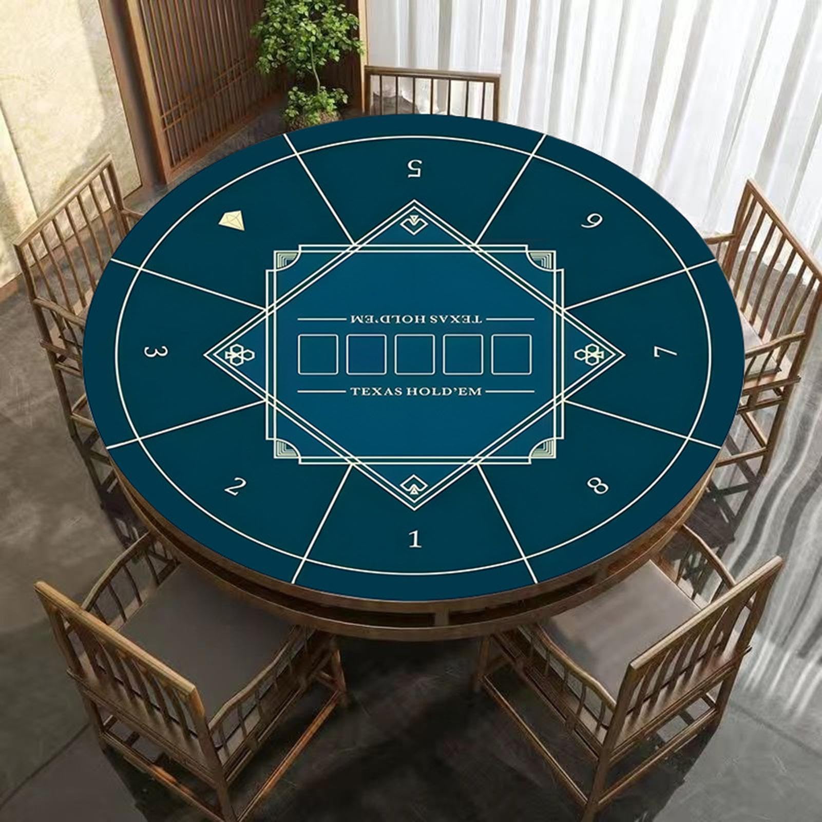 Tapis de Poker Texas Hold'em, Tapis de Table de Poker - Tapis de Table de Poker Rond Texas Holdem Blackjack - Tapis de Poker Texas Hold'em résistant à l'eau, Portable et antidérapant pour