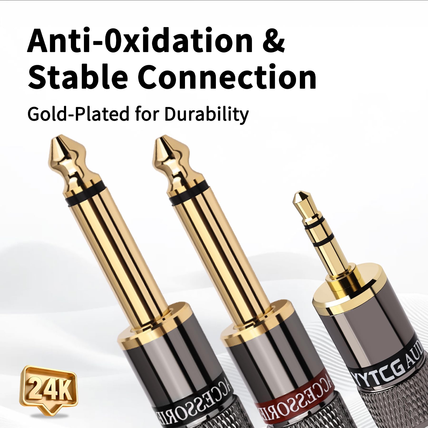 3,5 mm TRS auf Dual 6,35 mm TS Y-Splitter-Audiokabel, 1/8 auf 1/4 Stereo-Kabel mit 6N OFC und 5 μm 24 K vergoldeten Steckern, geflochtenes HiFi-Kabel für Audiophile, Heim-Stereoanlagen (3 m)
