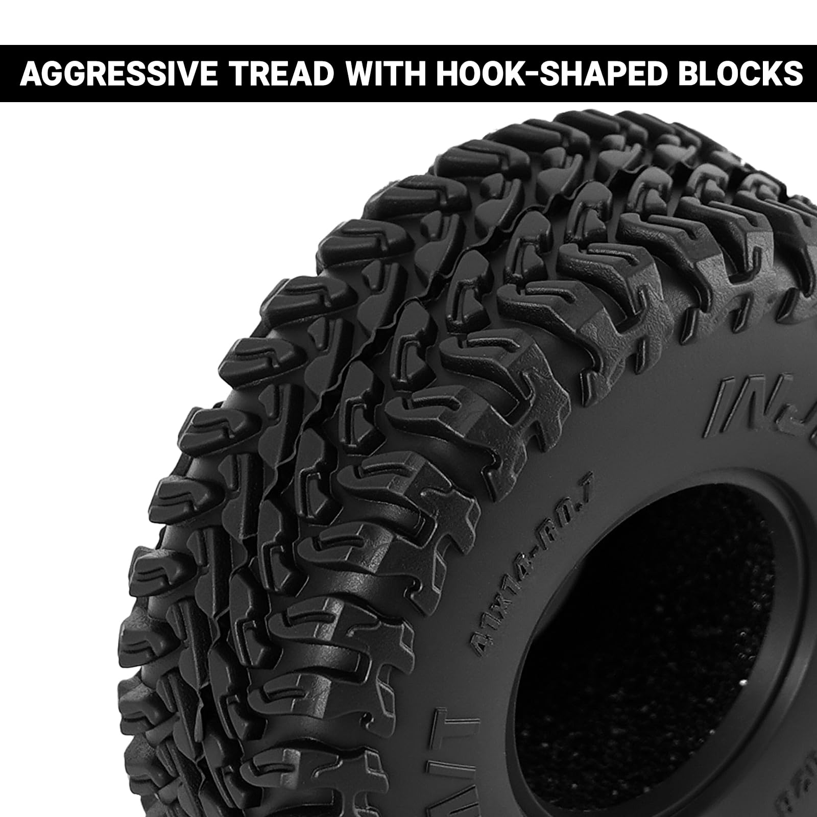 INJORA 41 * 14mm 0.7" MAVERIX M/T Tires for 1/30 Axial SCX30 Upgrade (T7028) - 5