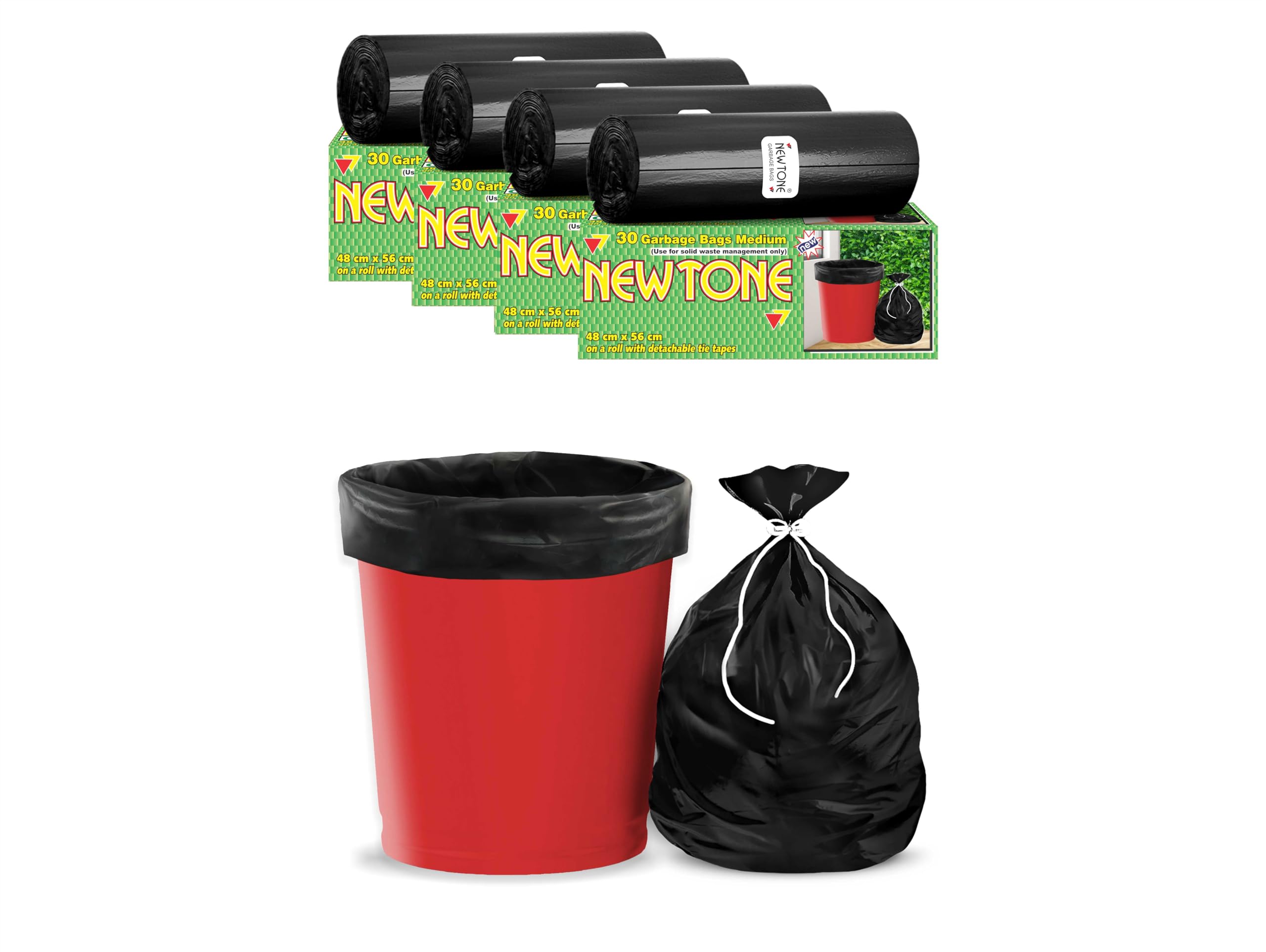 Newtone Premium Garbage Bags Medium Size 19x21 Inches|120 Bags (Pack of 4 Rolls with 30 Bags Each) for Dustbin Bag/Trash Bag (Black)