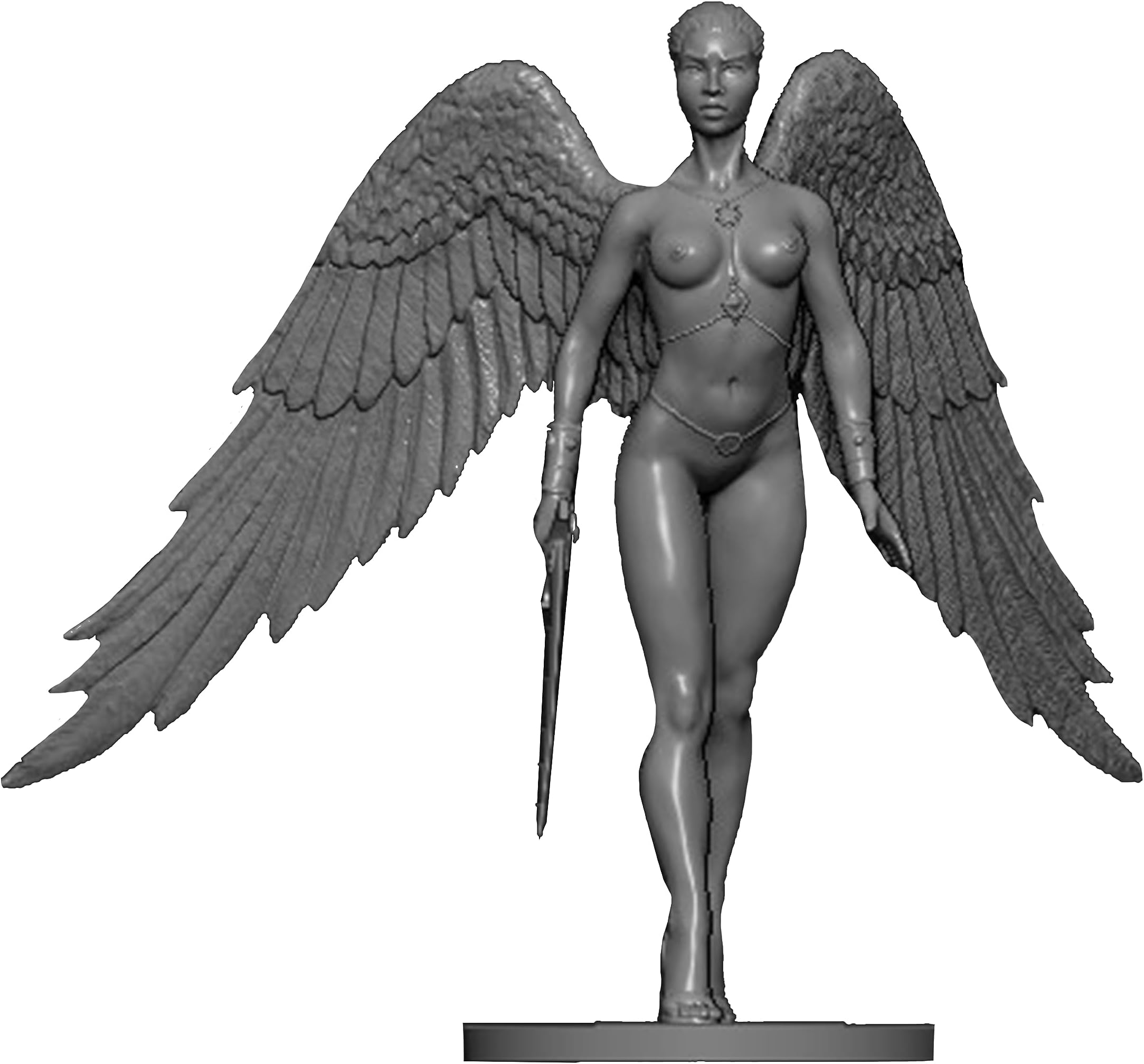 Ronin Miniatures Collectible Figurine - Fantasy Resin Figurines Gift -Black Angel Miniature Unpainted Figure 1/32 Scale 54mm (Pr-34)