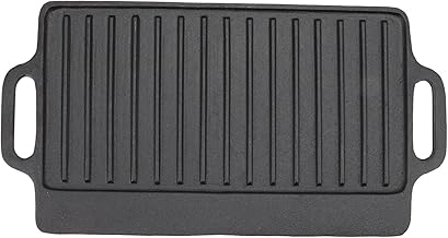 Grelhador de ferro fundido, grelhador de ferro fundido engrossado em casa Grelhador retangular com dois lados, adequado para fritar bife, omelete, carne assada(40 * 20CM)