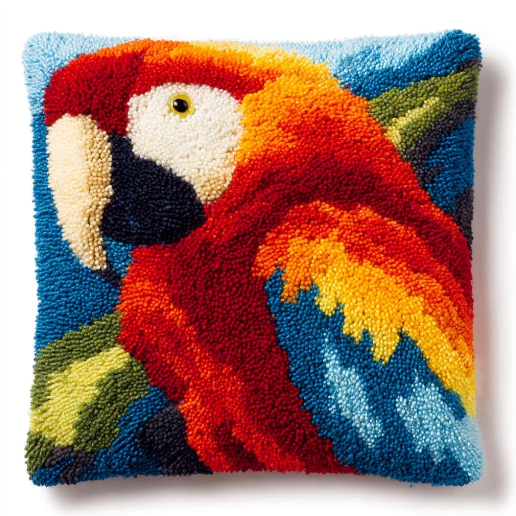 AxiangziK Latch Hook Pillow Craft Kit,Parrot
