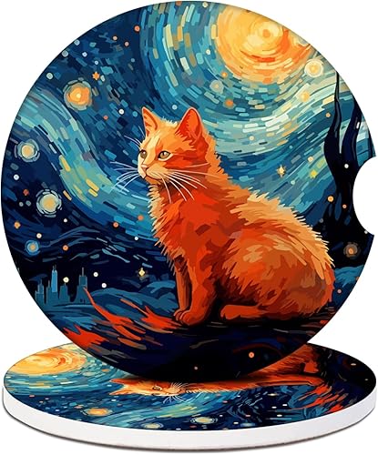 Miniatura 21 de Posavasos para automóvil, posavasos de cerámica absorbente de girasol negro, paquete de 2, posavasos para portavasos de automóvil, accesorios