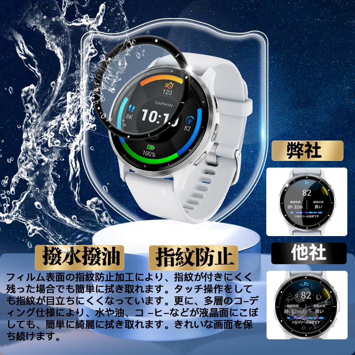 Amazon | 対応 GARMIN Venu 3 フィルム 3枚セット PET複合材 全面保護 