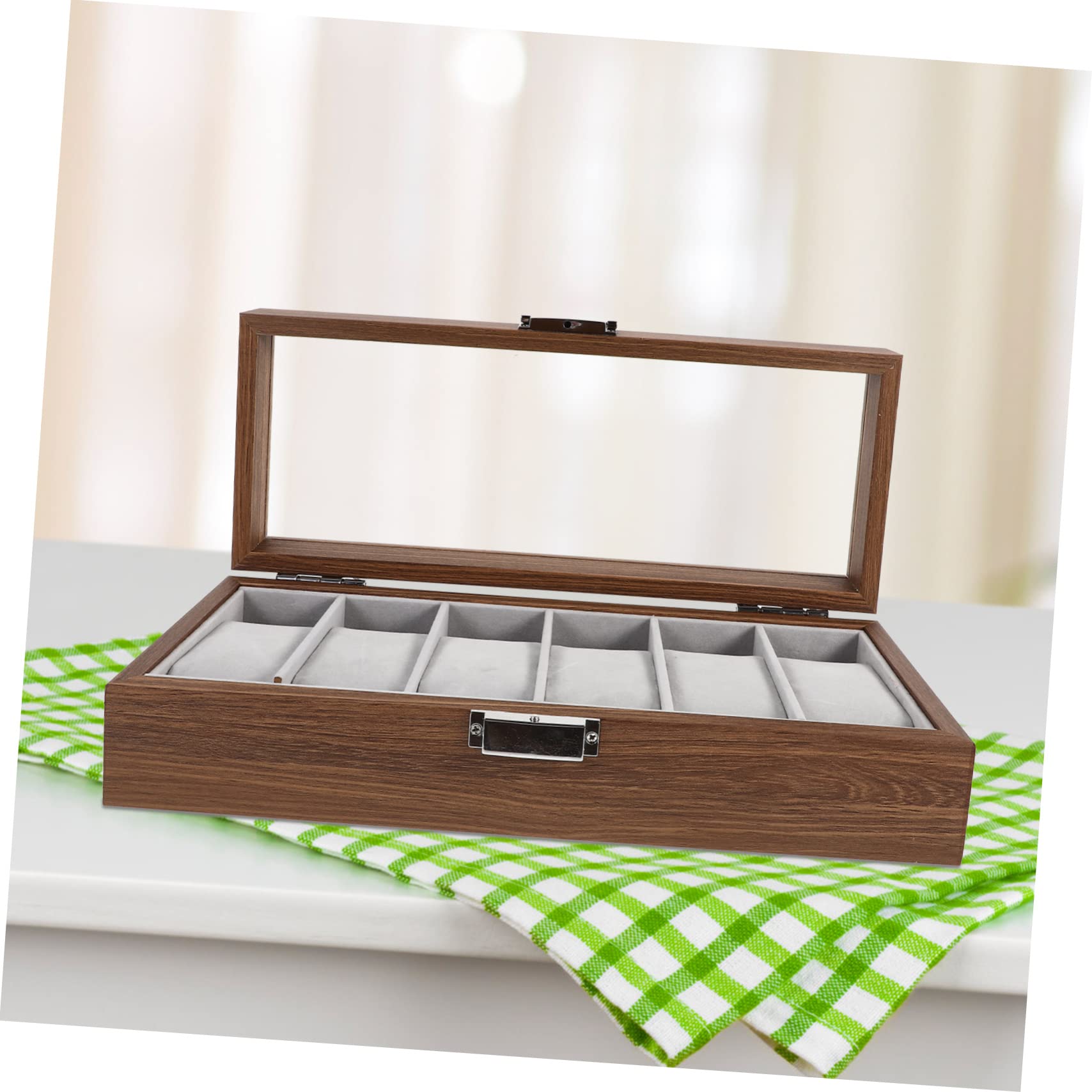 Beaupretty Scatola per Orologi in Legno 6 Scomparti, Organizer Delicato per Esposizione e Protezione, per Negozio di Gioielli e Collezione Personale