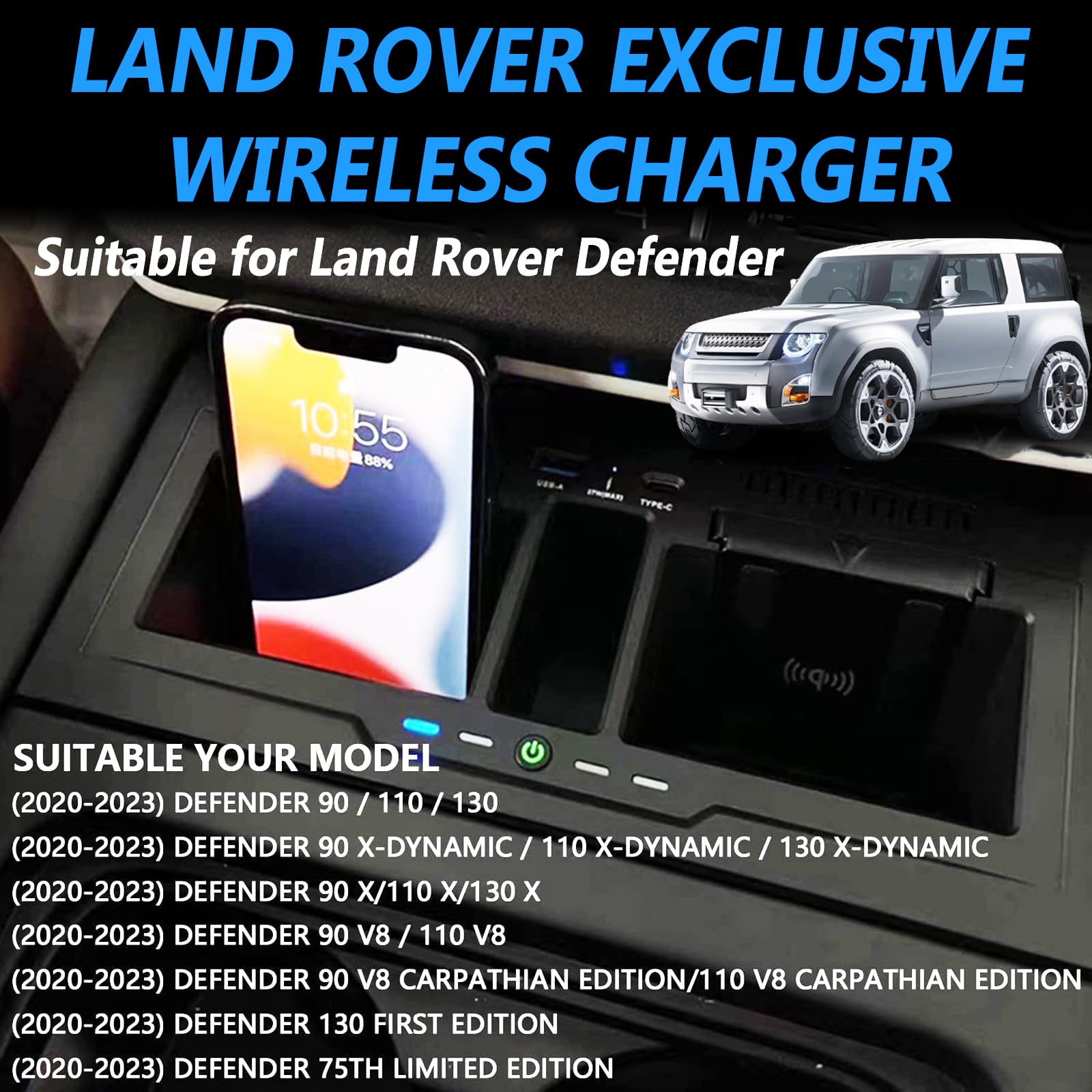 Nuevo 2024 Cargador inalámbrico Dual, Cargador rápido de Consola Central de 15 W, Placa de Cargador inalámbrico Dual para automóvil para teléfonos móviles Que admiten Carga inalámbrica