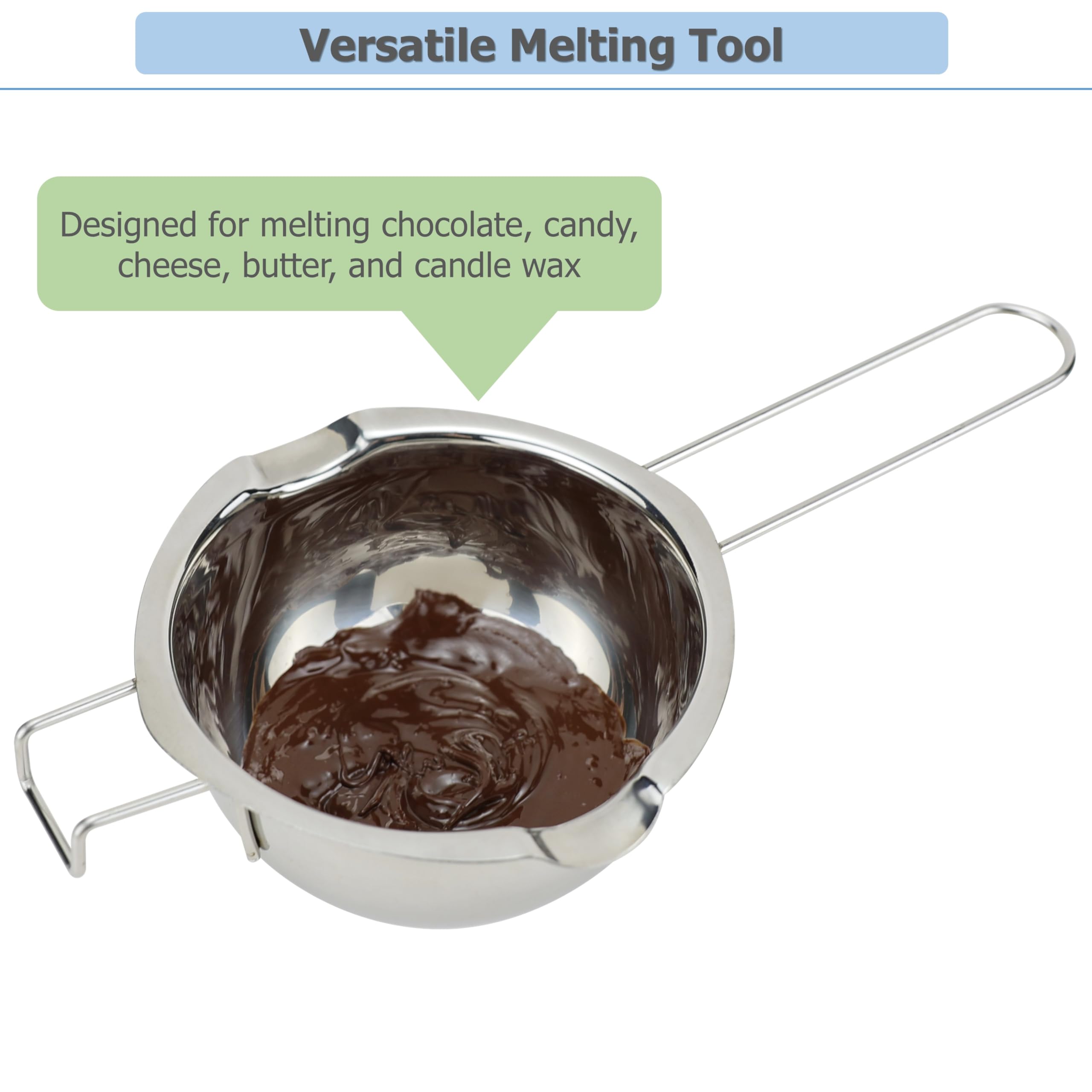 Boiler Pot Melting Bowl con acero inoxidable SUS304 para derretir chocolate caramelo queso mantequilla y hacer cera de velas, capacidad 13.5 fl oz/13 oz 5