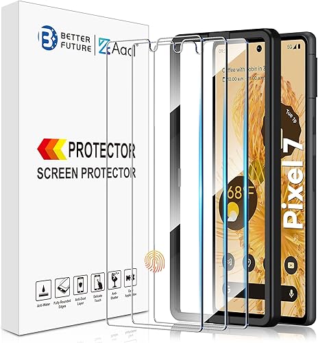AACL Paquete de 3 protectores de pantalla para Google Pixel 7, vidrio templado 9H 5G, sin burbujas, desbloqueo de huellas dactilares, compatible con
