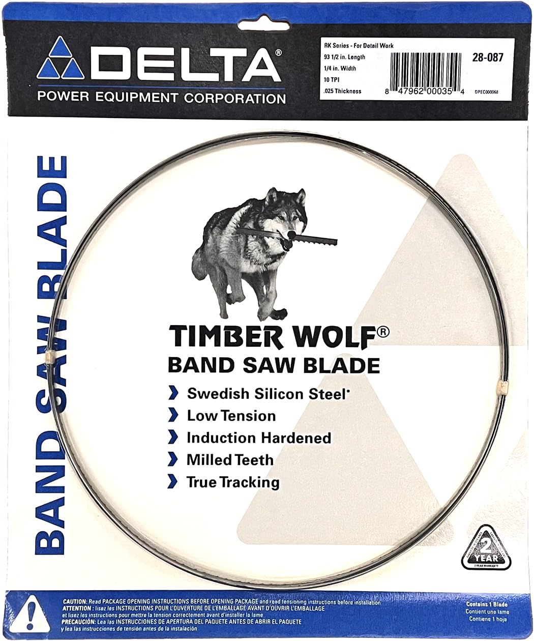 Delta 28-087, 93 1/2" X 1/4" X 10 PC Band Saw Blade