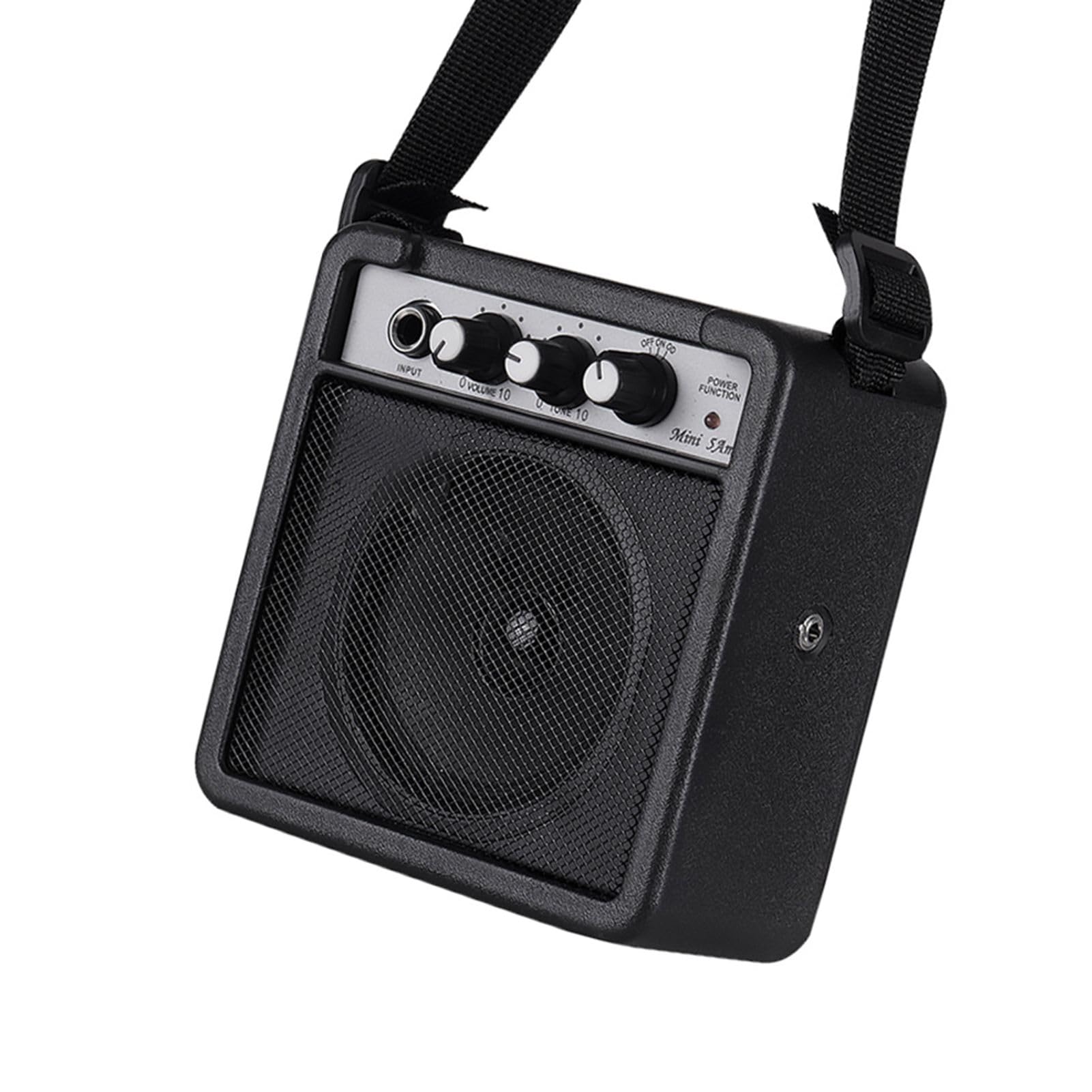 5-W-Gitarrenverstärker-Lautsprecher mit Lautstärkeregelung, Leichter Tragbarer Mini-Verstärker für Akustische E-Gitarre, 3,5-mm- und 6,35-mm-Eingänge (schwarz) (Schwarz)