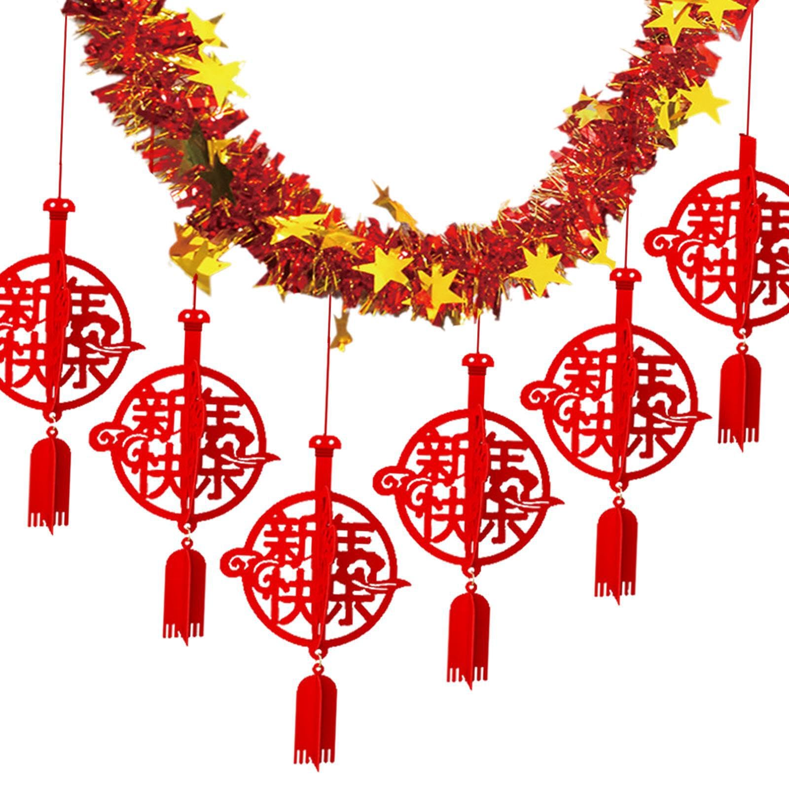 PIXZCSA Add Of Tradition To Home Chinese Character Charm Tassel Lunar Year Decor Holiday Season Featuring Intricately Cut