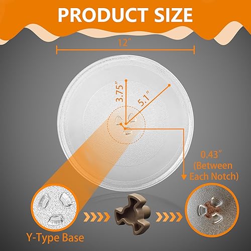 Miniatura 10 de Placa de vidrio de repuesto para microondas de 12.75 pulgadas para Panasonic, Kenmore y Sears, bandeja giratoria de placa de microondas de 12 34