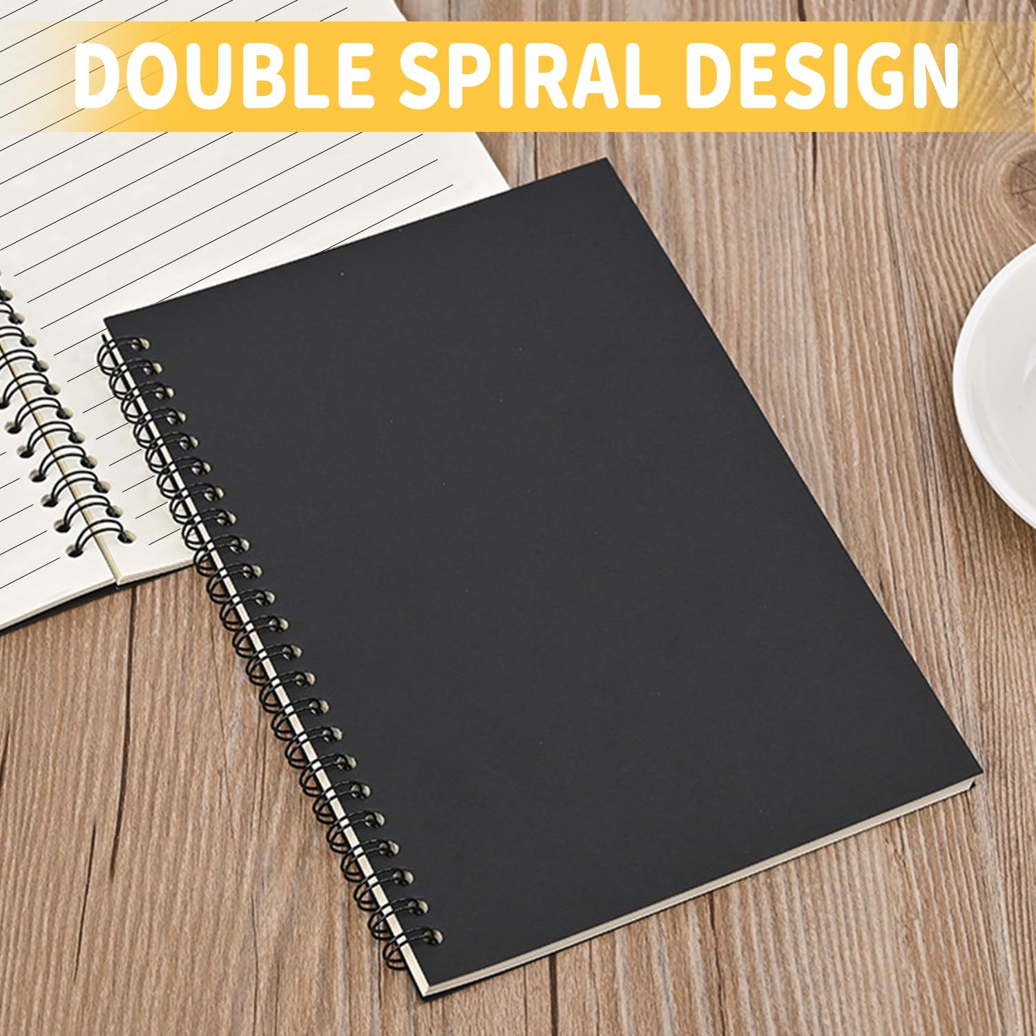 Yolistar Lot De 2 Cahiers à Spirale A4 Kraft Vierges - 76 Pages, 38 Feuilles, Carnet Croquis, Notes, École Et Bureau