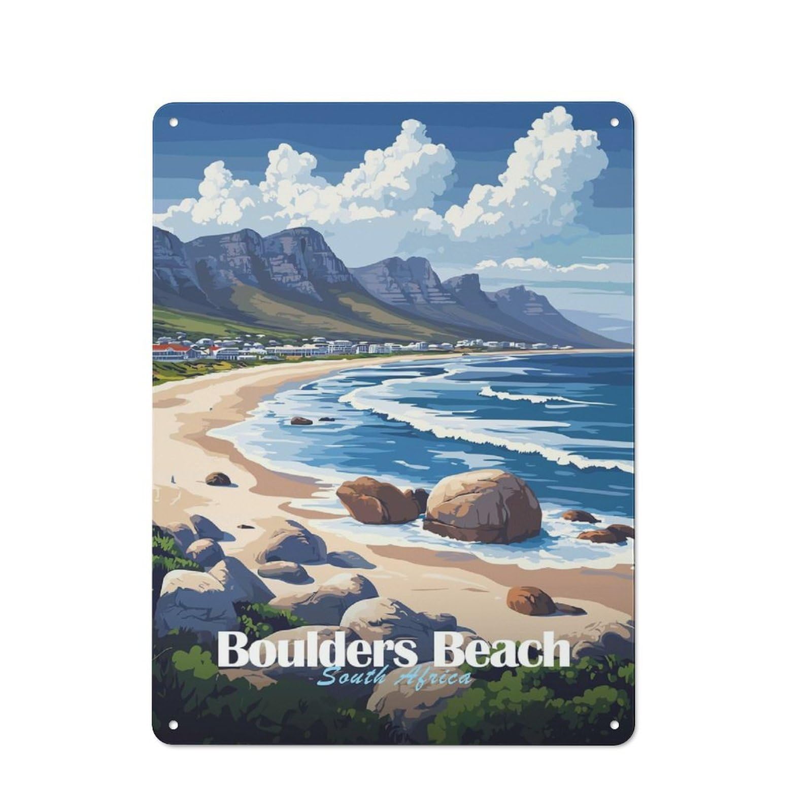 Junmoney Style-4 Vintage Tin Sign 40X30cm With Boulders Beach, South Africa For Hobby Room Or Studio, A Decorative Christmas Gift For Hobby Room Decor Fans
