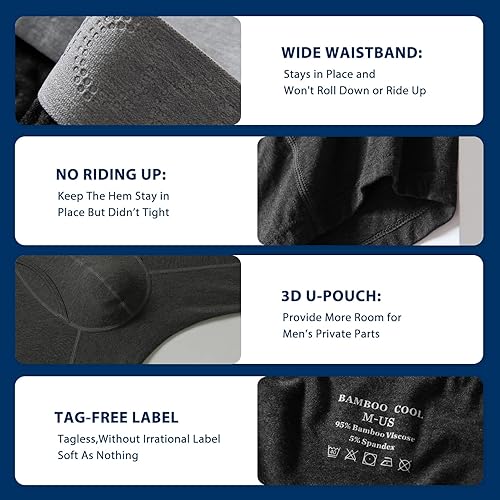 Miniatura 4 de BAMBOO COOL Men's Boxer Briefs Man Boxer Comfortable Breathable Bamboo Viscose Underwear for Men 3 Pack