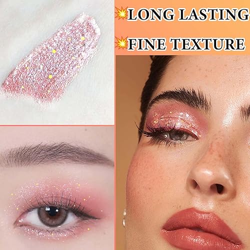 Miniatura 4 de Sombra de ojos líquida con purpurina, sombra de ojos líquida para debajo de los ojos, larga duración, secado rápido, fácil de aplicar, sombra de