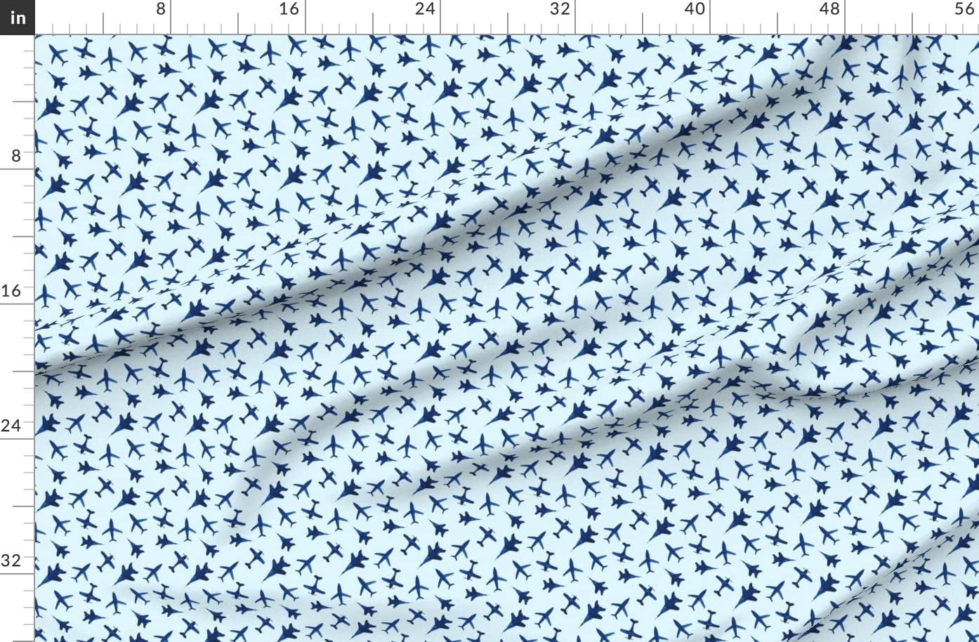 Spoonflower Fabric - Watercolor Airplanes Blue Airplane Aviation Transport Boy Kids Printed on Polartec(R) Fleece Fabric by The Yard - Sewing Blankets Loungewear and No-Sew Projects