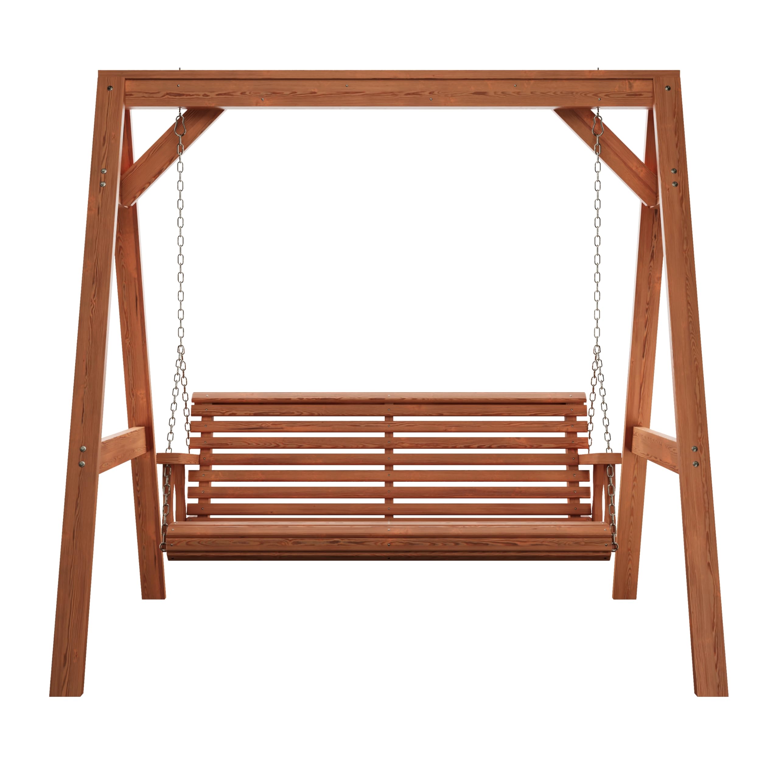 Amish Casual 5 Foot Roll Back Swing with A-Frame Stand in Cedar - Freestanding Wood Porch Swing for Patio, Yard or Garden