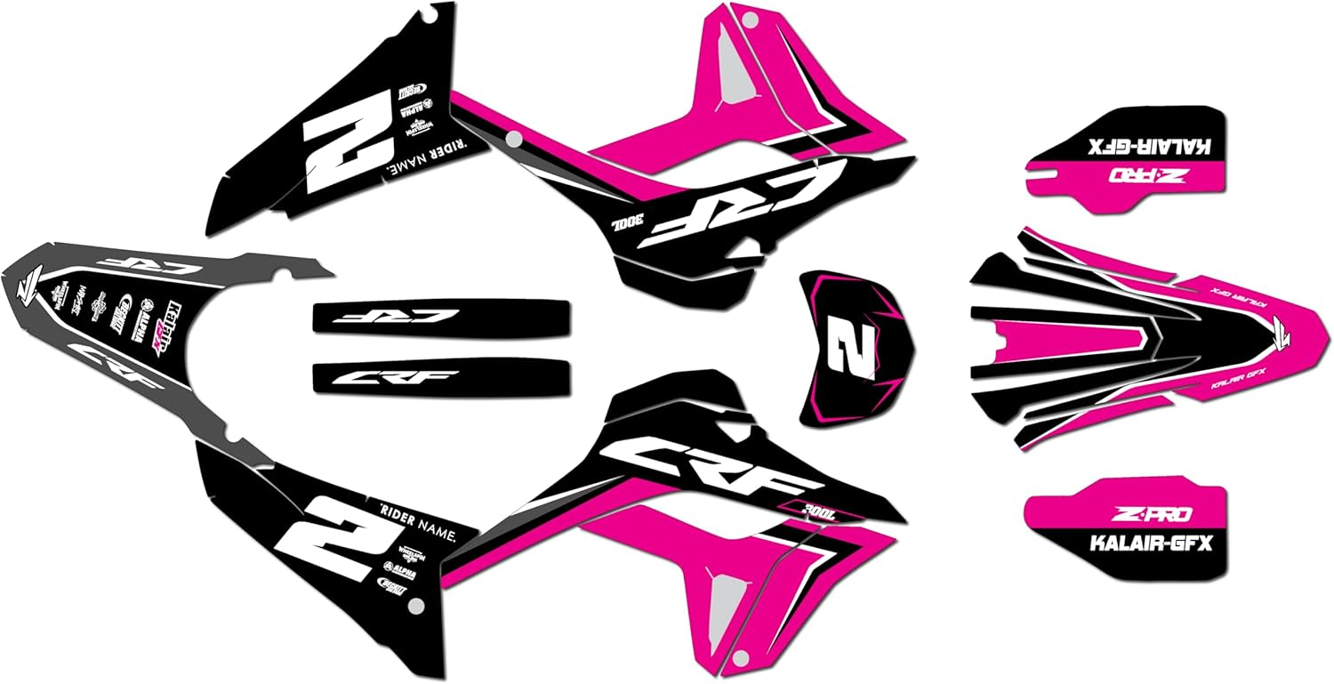 Graphics Kit for Honda CRF 300L (2021+) Lightning Series Red 09 Mil - Dirt bike Custom Racing Graphics Decals Stickers Kit, no-plastics